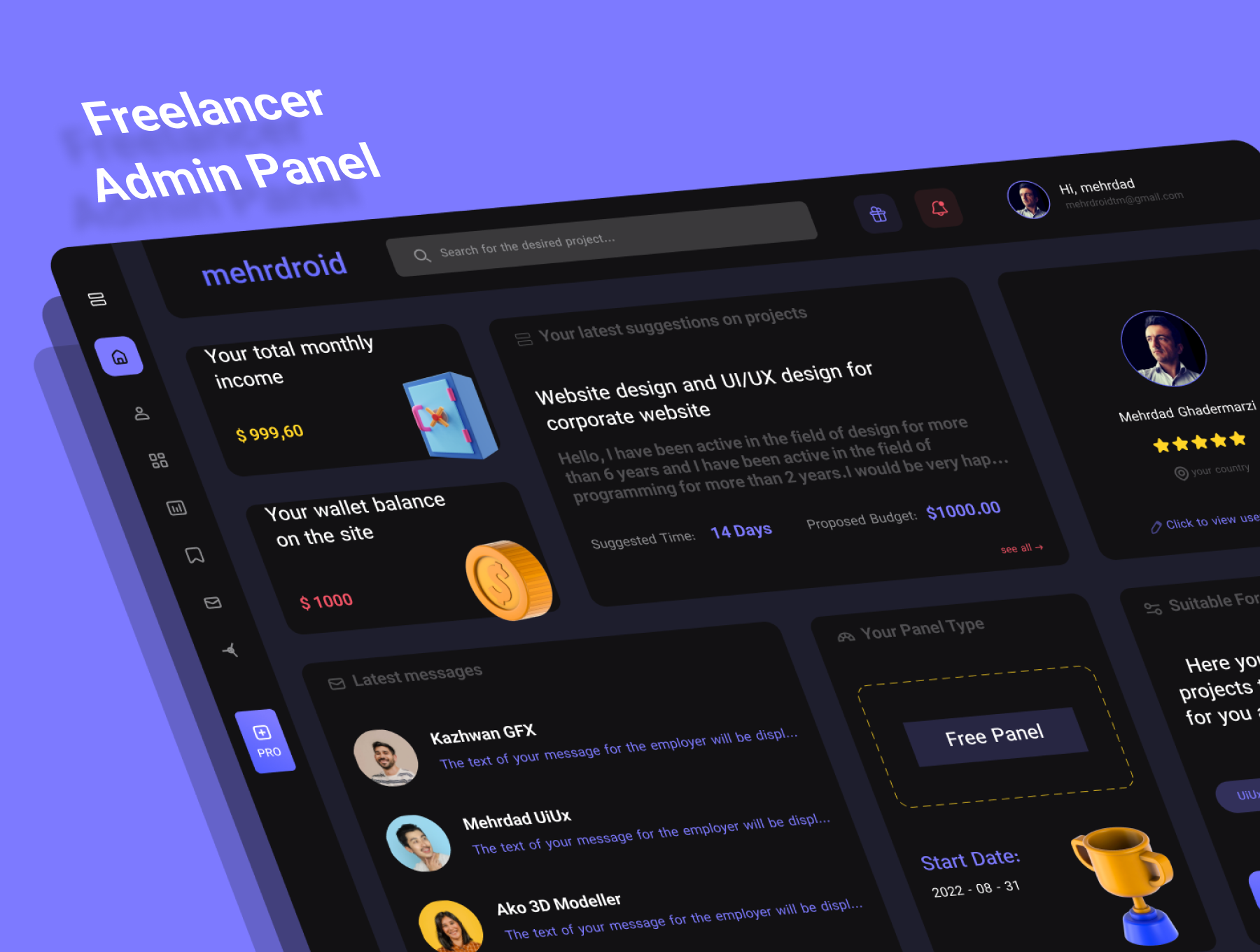 Freelancing Platform Panel Preview